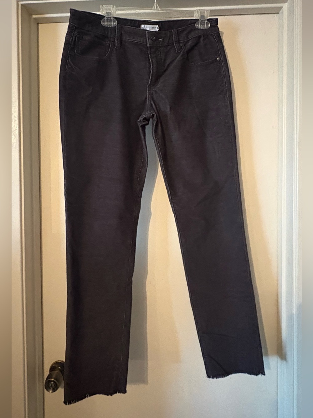 Designs Carson Corduroy Pants Size 6 Black Straight Leg Raw Hem Cord